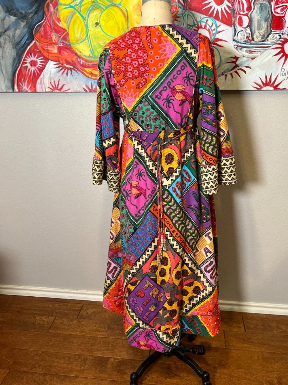 Farm Rio Dotted Patch Scarf Midi Dress Amazonia Tropicool Resort Collection - Picture 7 of 15